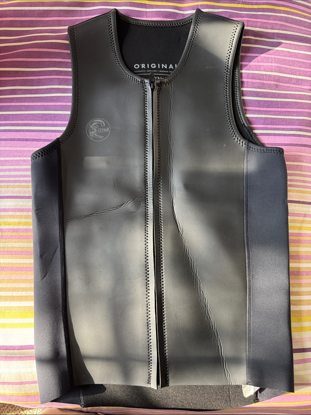 O'Neill Black Neoprene Front-Zip Water Vest